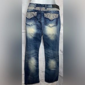 Premiere Rue 21 Acid Wash Distressed Low Rise Straight Jeans